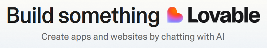 Lovable logo with the tagline 'Create apps and websites by chatting with AI'